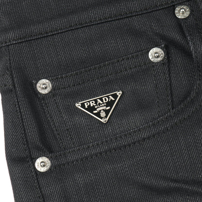 デニムパンツ コットン ブラック ボタンフライ プラダ ボトムス PRADA