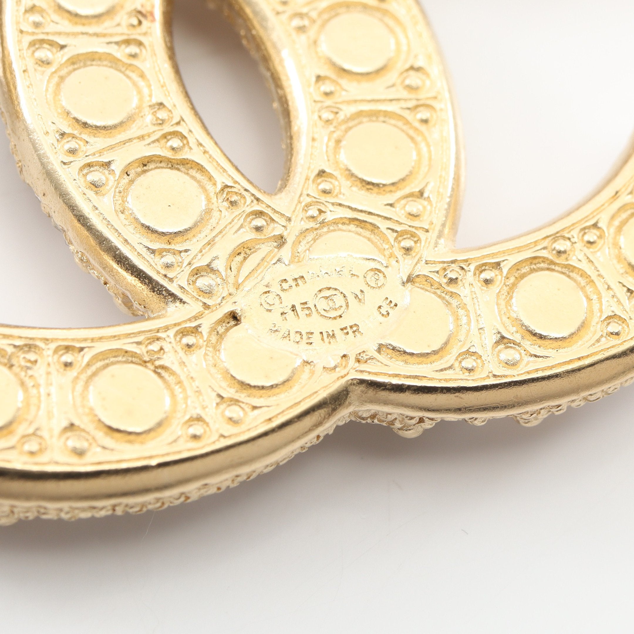 ココマーク ブローチ GP フェイクパール ラインストーン ゴールド