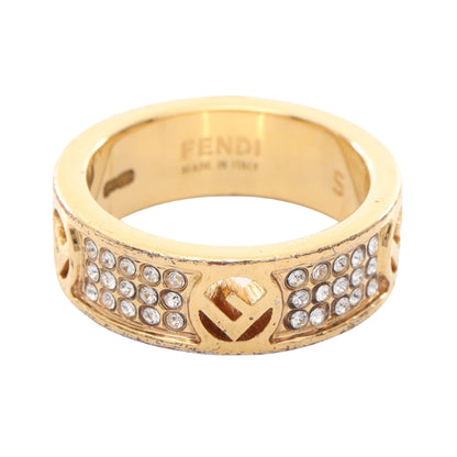 Fロゴ リング 指輪 GP ラインストーン ゴールド クリア フェンディ アクセサリー FENDI