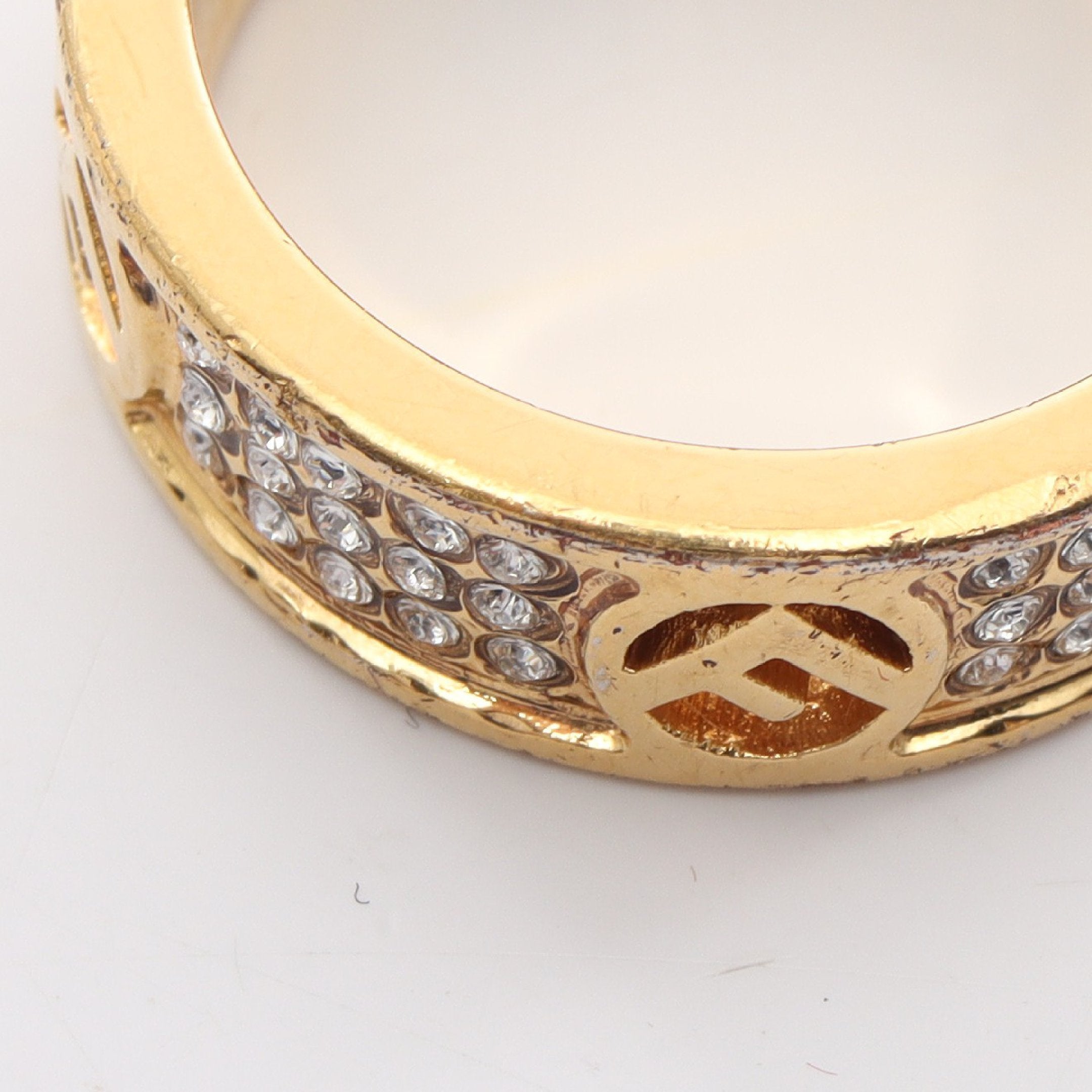 Fロゴ リング 指輪 GP ラインストーン ゴールド クリア フェンディ – RECLO