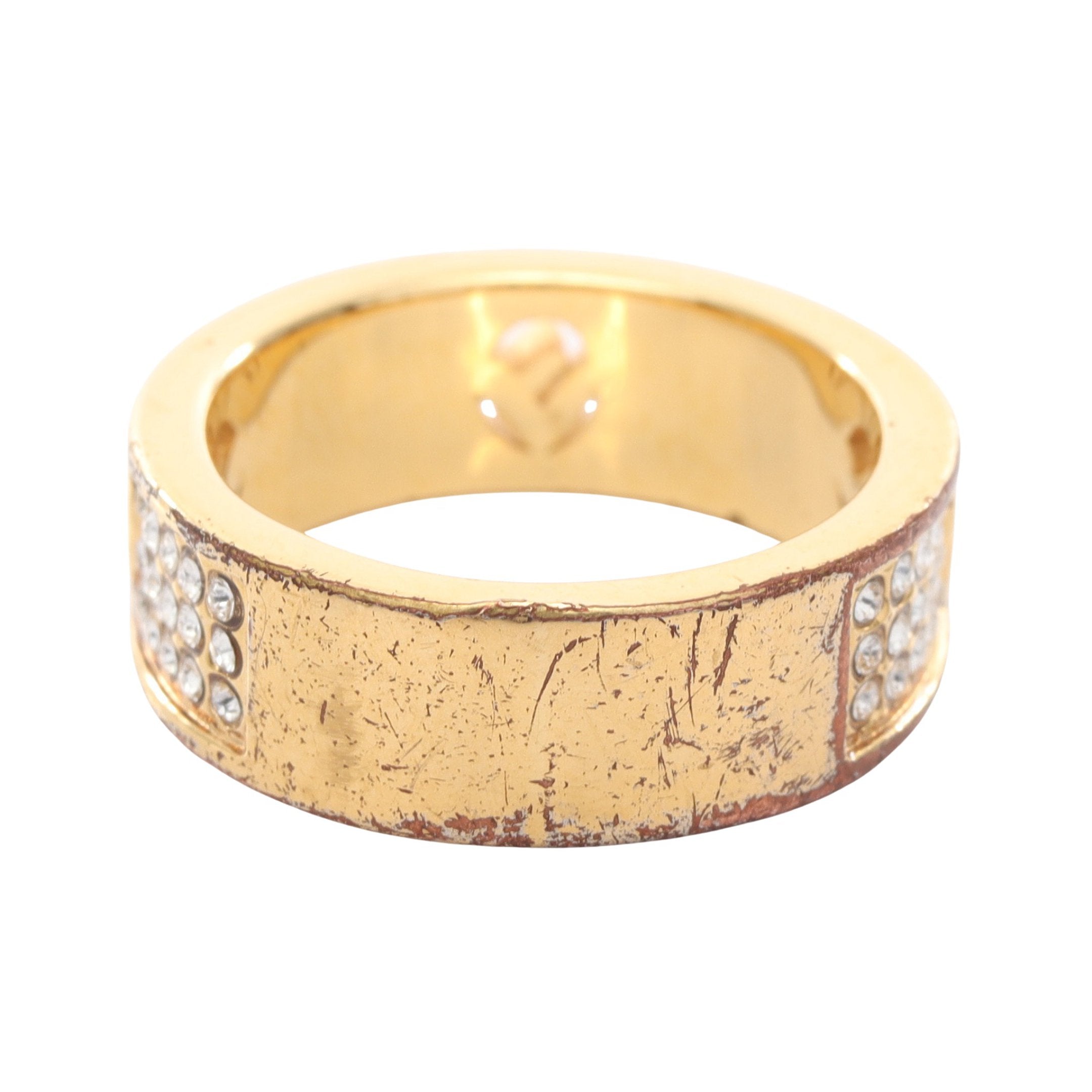 Fロゴ リング 指輪 GP ラインストーン ゴールド クリア フェンディ – RECLO