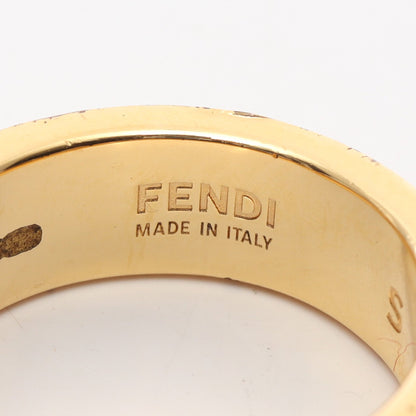 Fロゴ リング 指輪 GP ラインストーン ゴールド クリア フェンディ アクセサリー FENDI