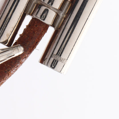 トゥルニ トレッセ ブレスレット レザー シルバー ブラウン エルメス アクセサリー HERMES