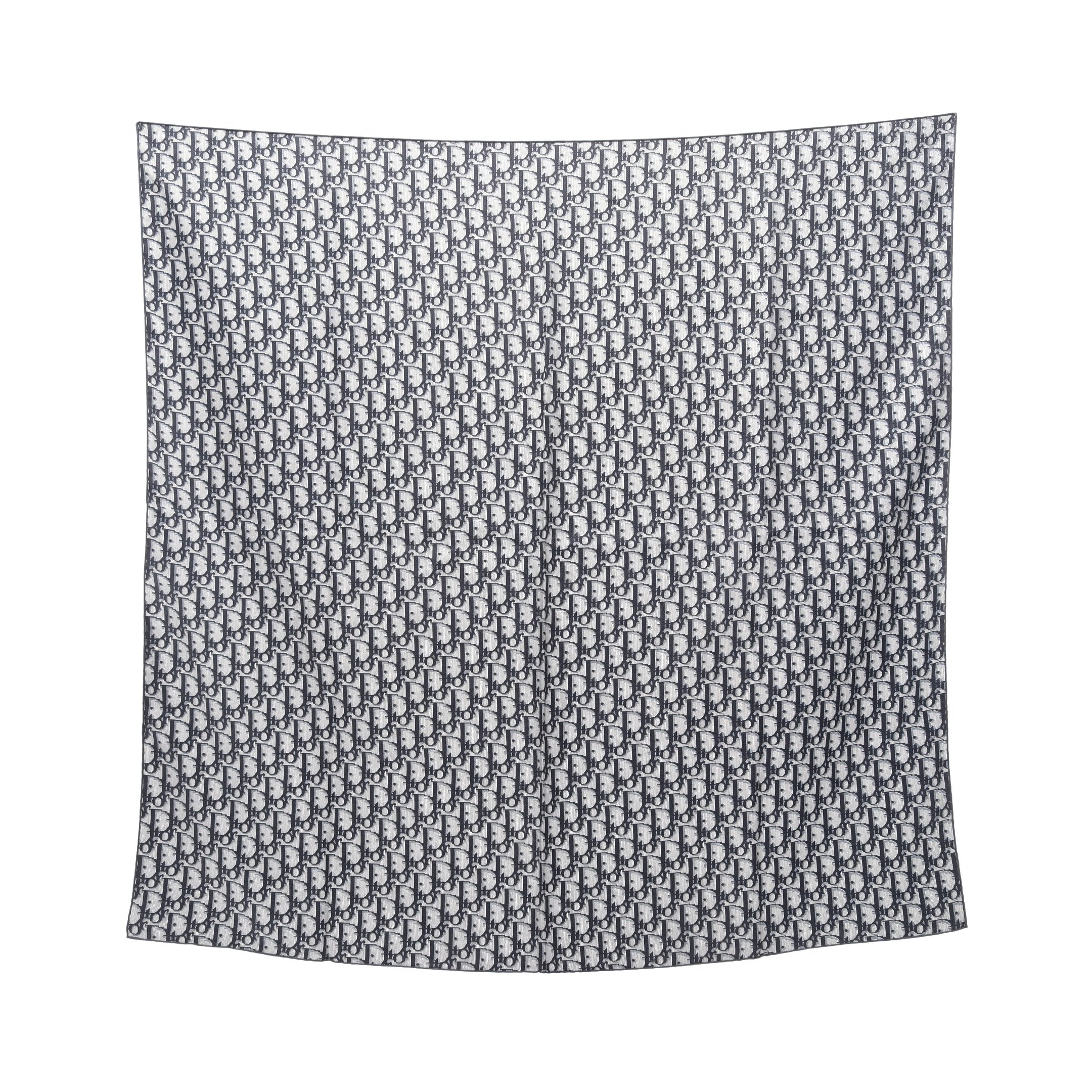 トロッター スカーフ シルク ネイビー グレー クリスチャンディオール