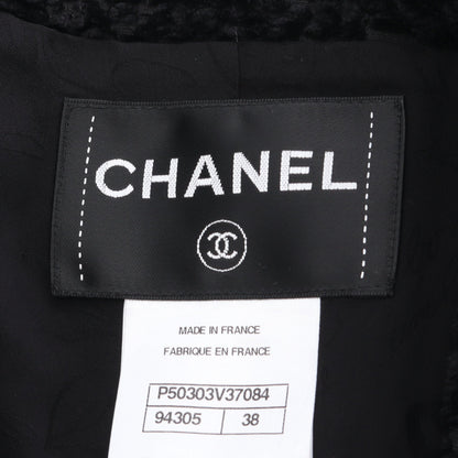 ココマークボタン ジップアップ ツイード ジャケット シルク ブラック シャネル アウター CHANEL