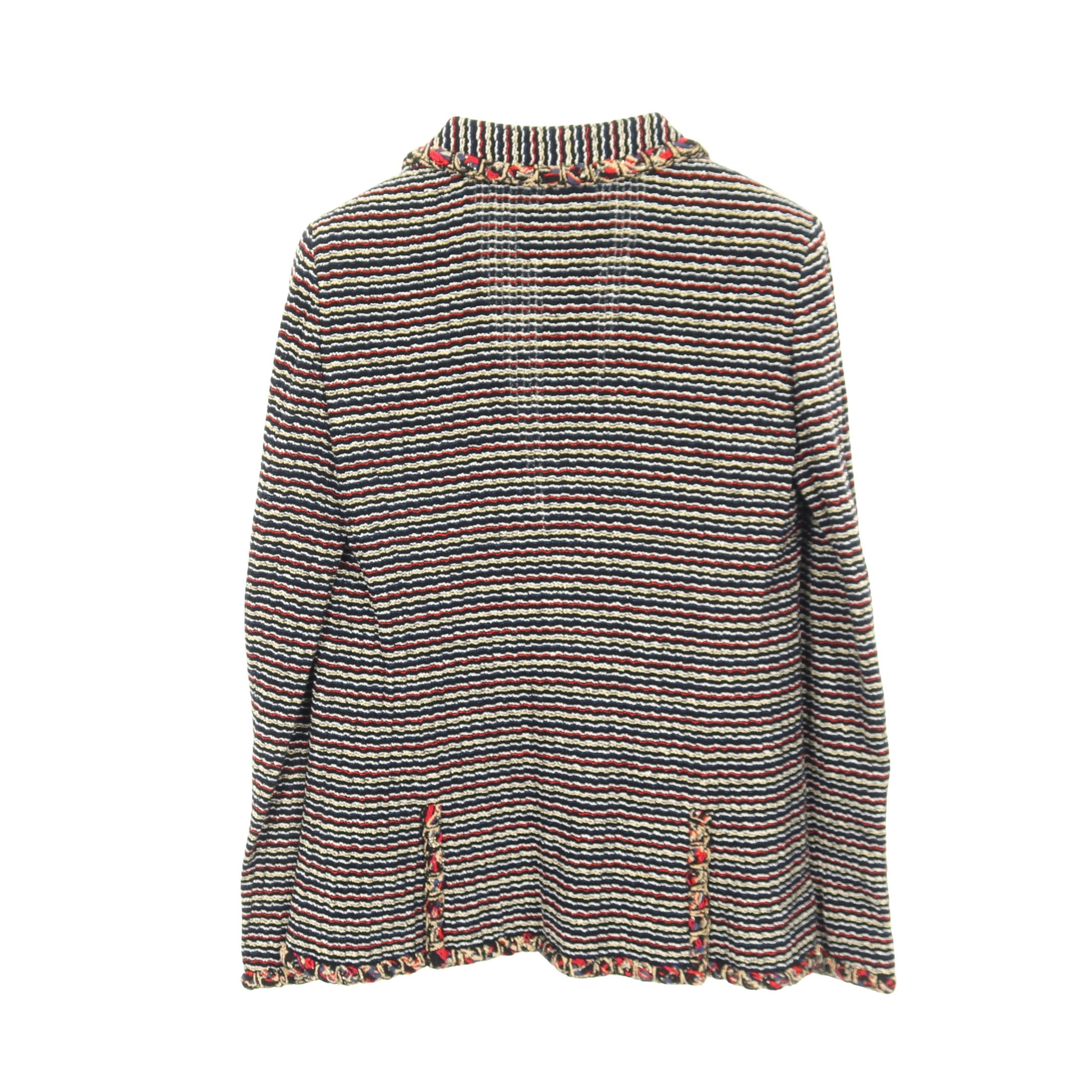 ココマークボタン ツイード テーラードジャケット ボーダー ナイロン