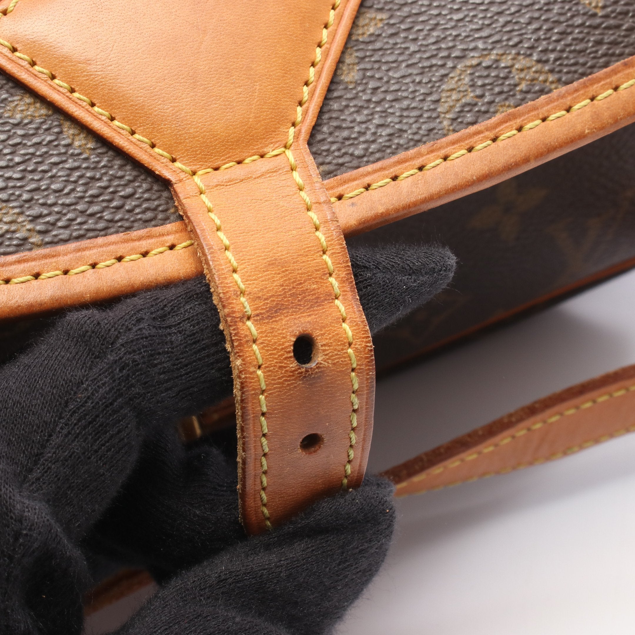 ソローニュ モノグラム ショルダーバッグ PVC レザー ブラウン ルイ