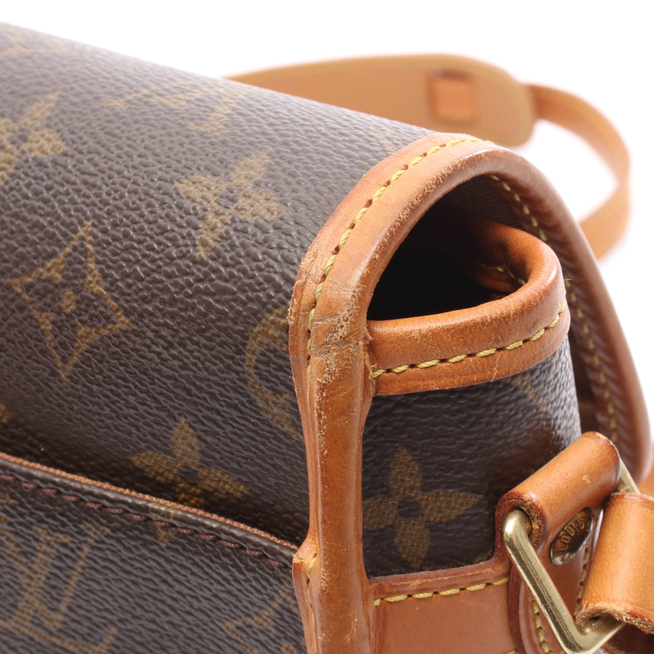 ソローニュ モノグラム ショルダーバッグ PVC レザー ブラウン ルイ