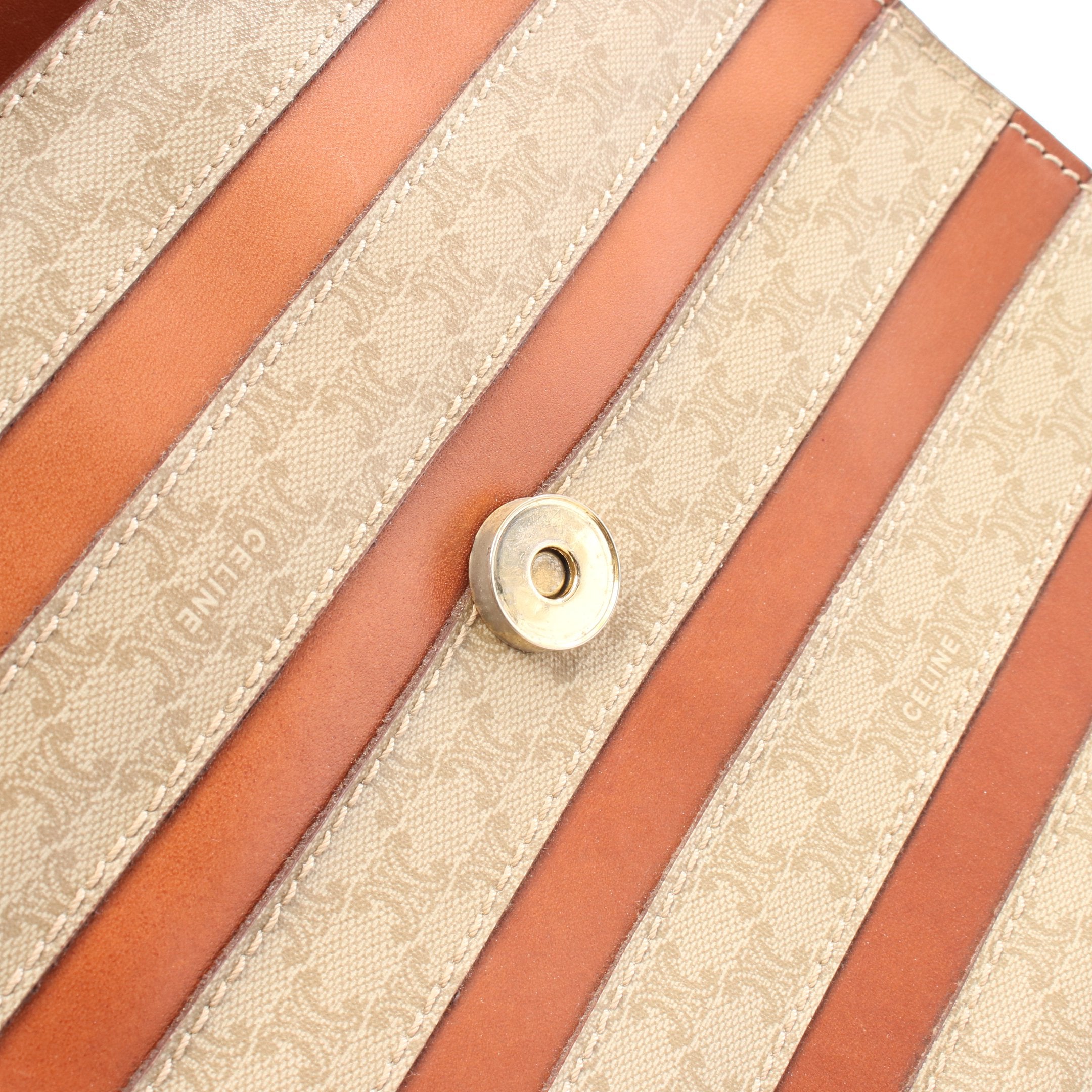 マカダム ハンドバッグ PVC レザー ベージュ ブラウン セリーヌ – RECLO