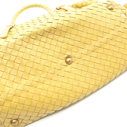 イントレチャート ハンドバッグ ミニボストンバッグ レザー イエローブラウン ボッテガヴェネタ バッグ BOTTEGA VENETA