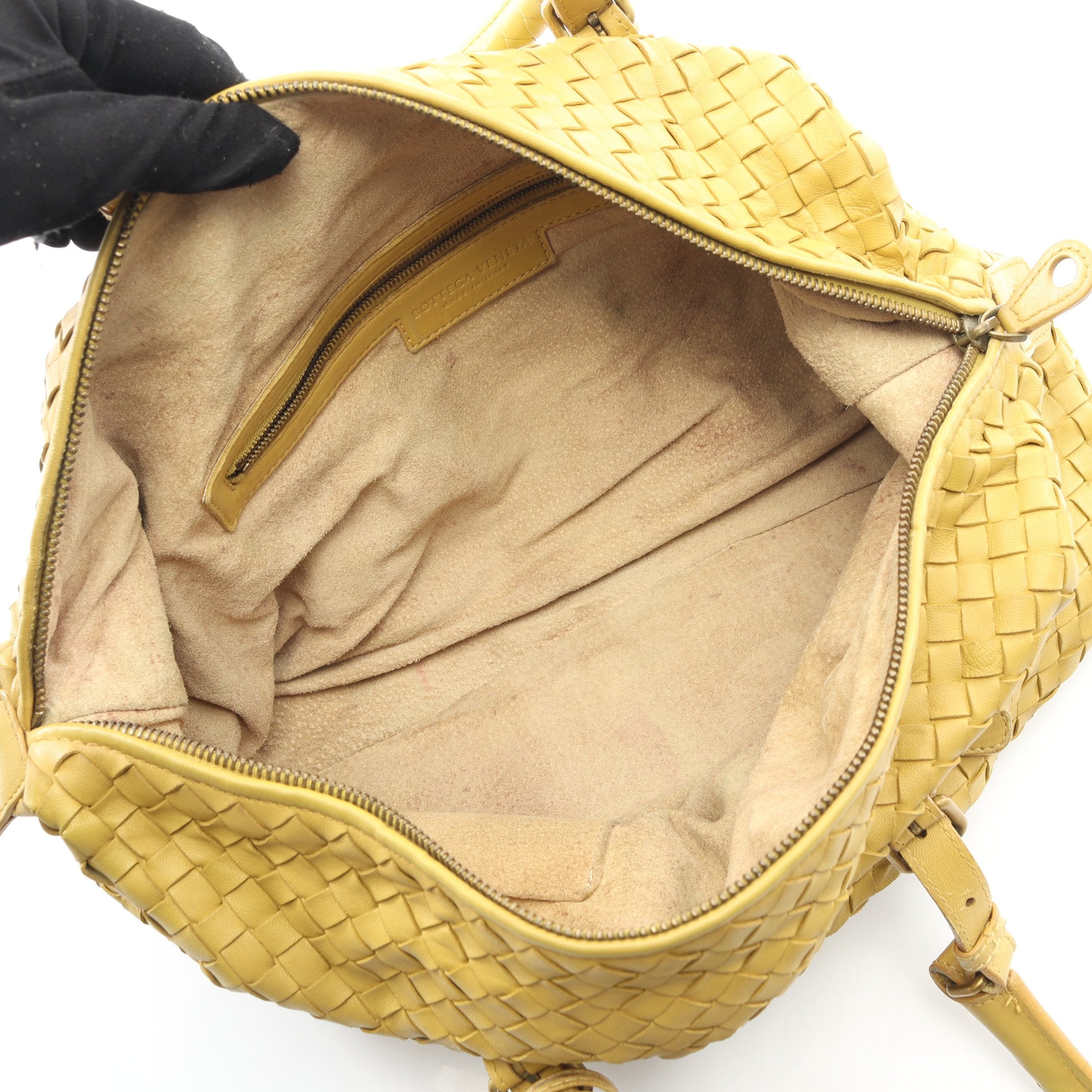 イントレチャート ハンドバッグ ミニボストンバッグ レザー イエロー