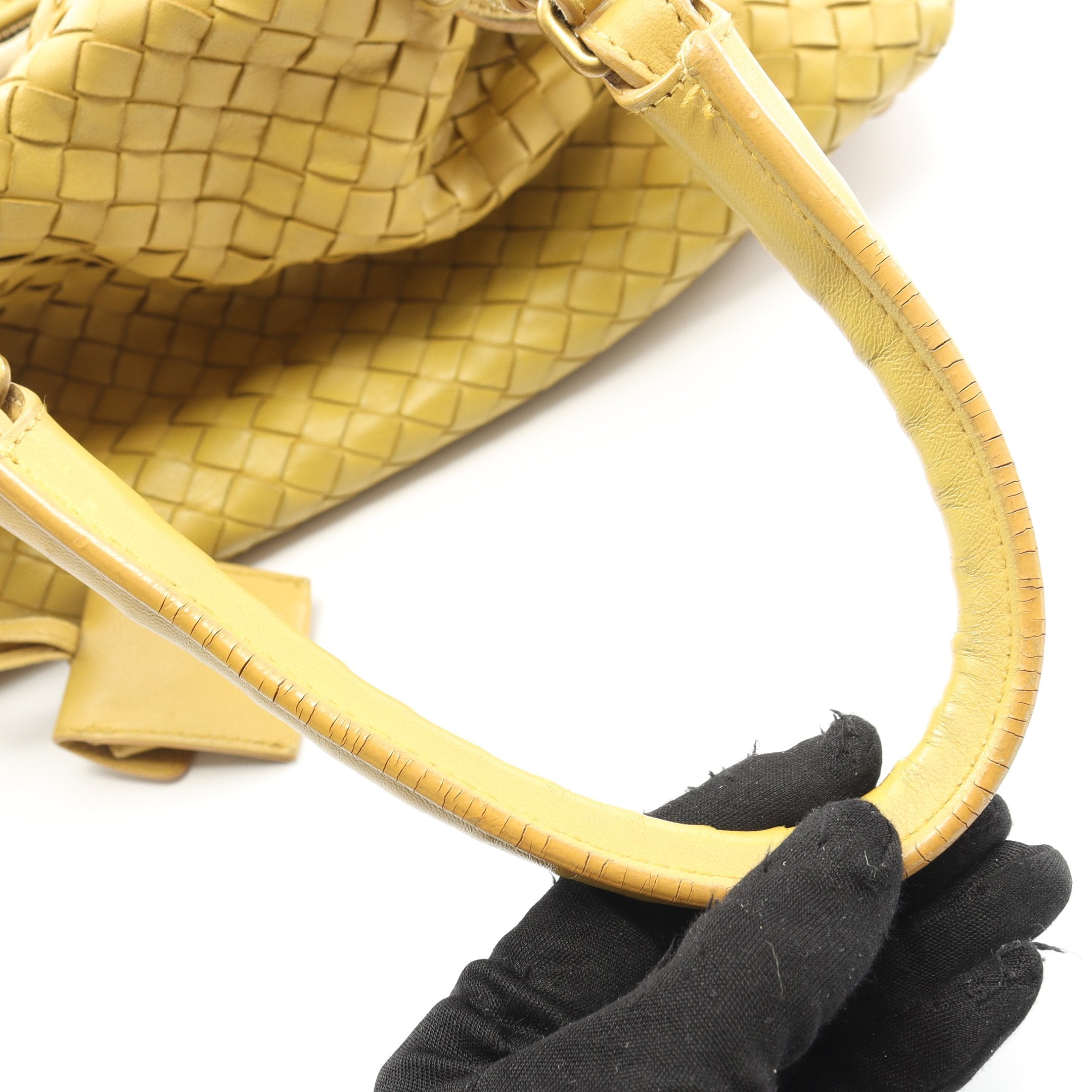 BOTTGAVENETA イントレチャート ハンドバッグ　イエロー レザー ボッテガヴェネタ BOTTEGAVENETA ハンドバッグ イントレチャート