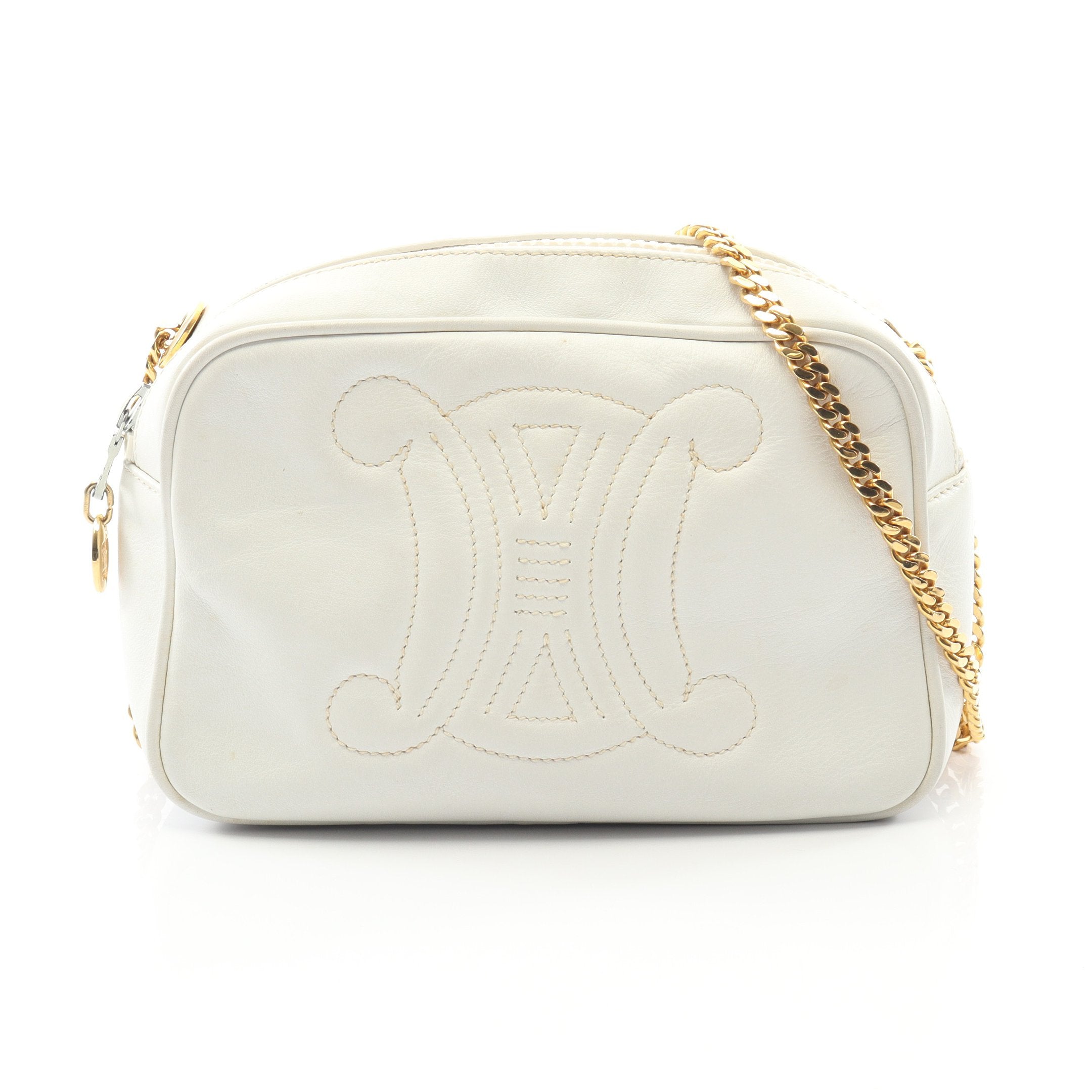 トリオンフ チェーンショルダーバッグ レザー ホワイト セリーヌ – RECLO