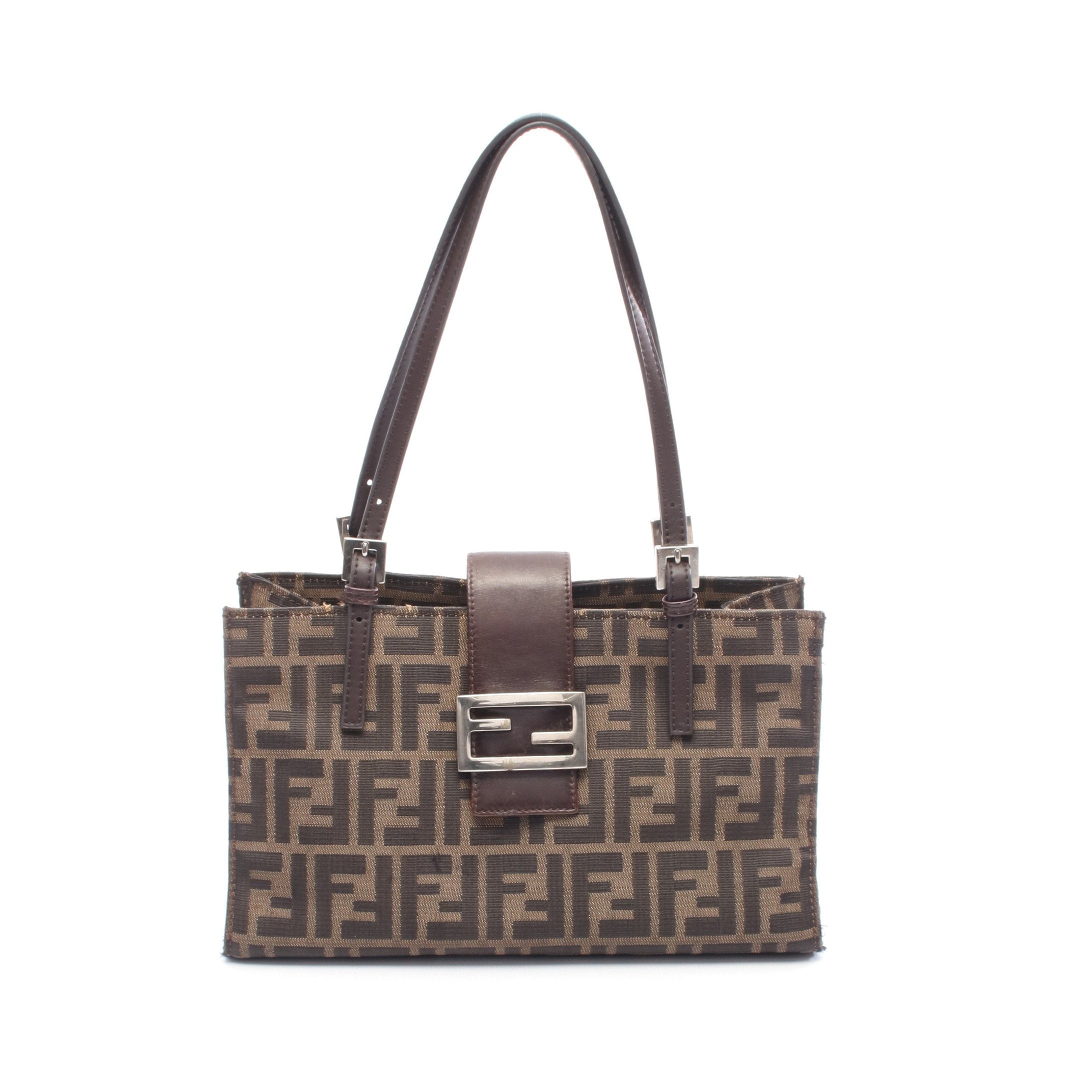【美品】フェンディ　ショルダーバッグ　ズッカ　FF　キャンバス　レザー　ブラウン FENDI フェンディ ズッカ柄 ショルダーバッグ キャンバス レザー