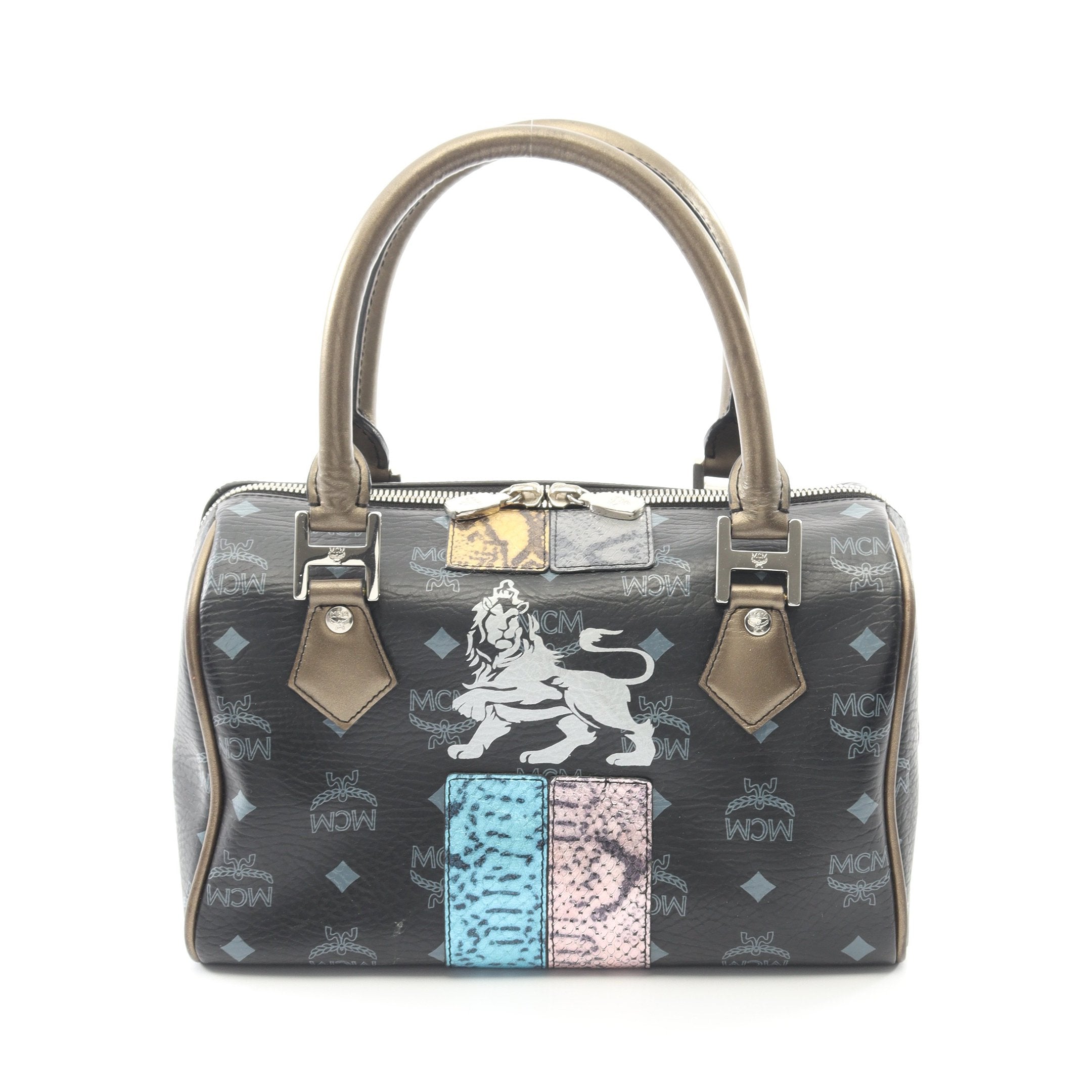 ヴィセトス ハンドバッグ ミニボストンバッグ レザー ブラック マルチ