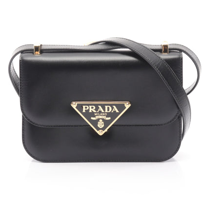 エムブレム BOX CALF ショルダーバッグ レザー ブラック プラダ バッグ PRADA