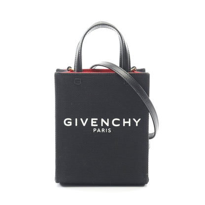 Gトート ミニ バーティカル ハンドバッグ キャンバス レザー ブラック 2WAY ジバンシィ バッグ GIVENCHY