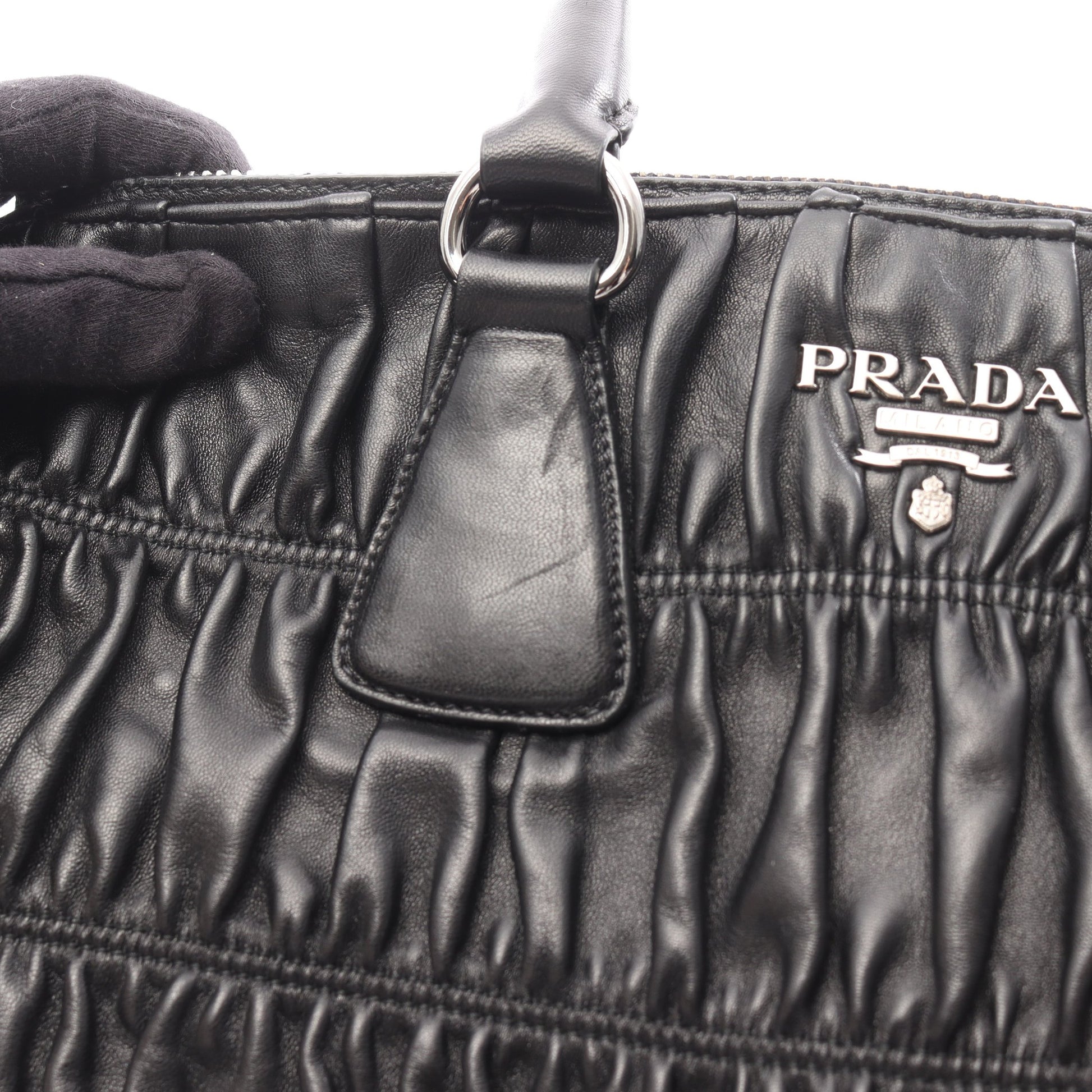 NAPPA GAUFRE’ ハンドバッグ レザー ブラック 2WAY プラダ バッグ PRADA