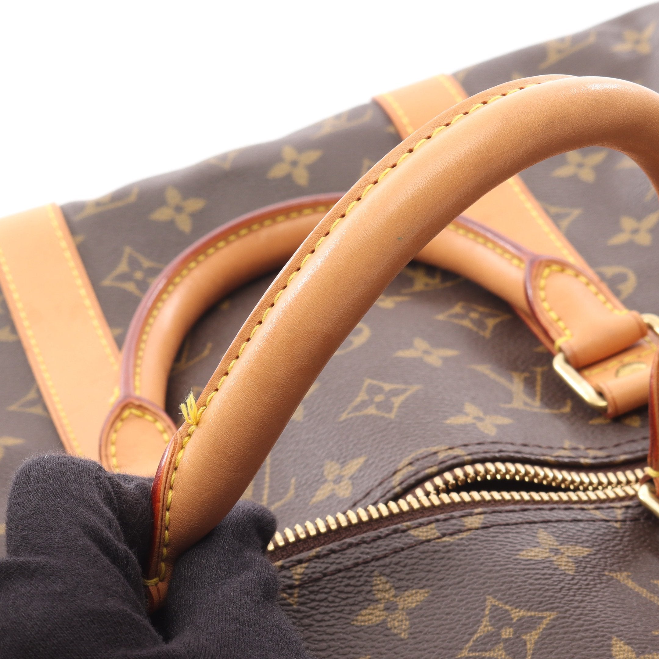 キーポル50 モノグラム ボストンバッグ PVC レザー ブラウン ルイ