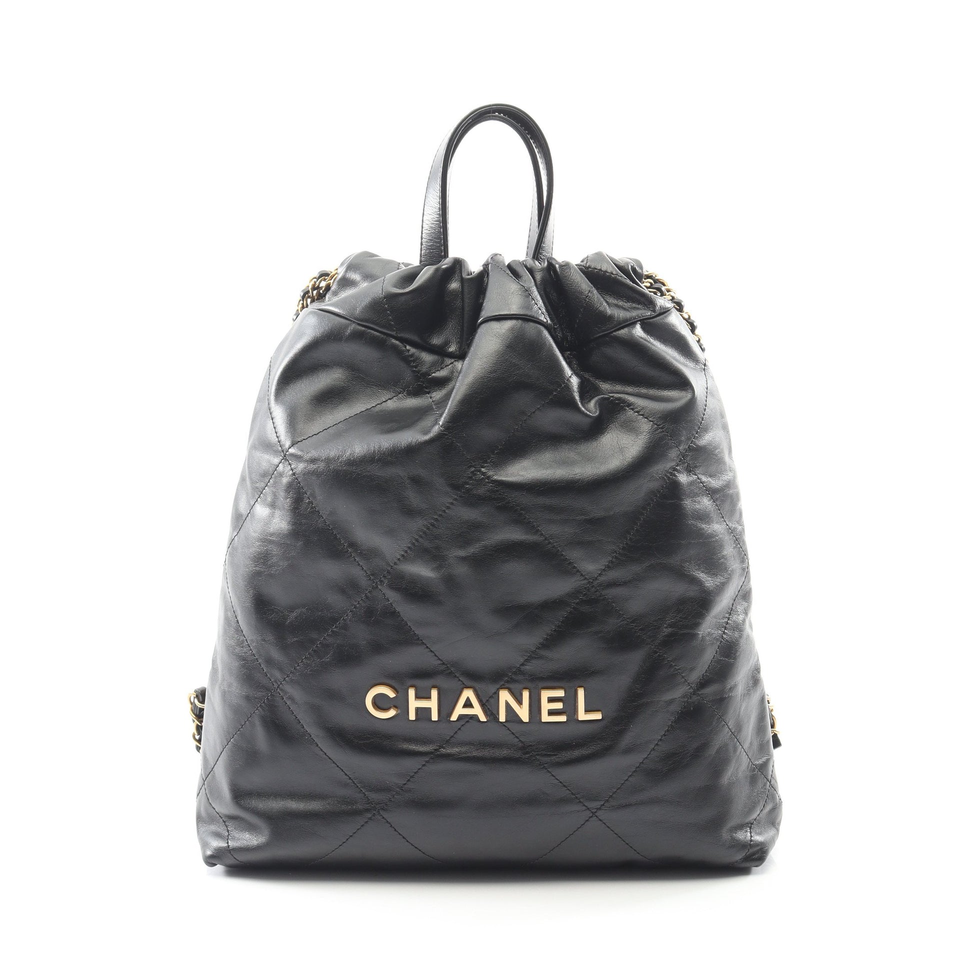 シャネル22 スモール バックパック ナップサック レザー ブラック ゴールド金具 シャネル バッグ CHANEL