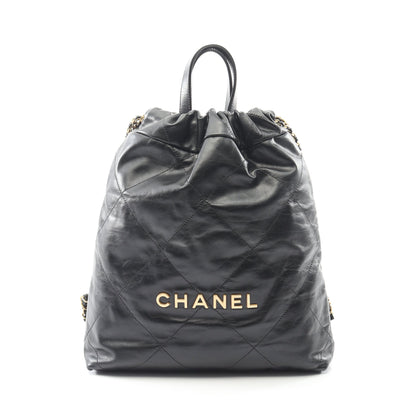 シャネル22 スモール バックパック ナップサック レザー ブラック ゴールド金具 シャネル バッグ CHANEL