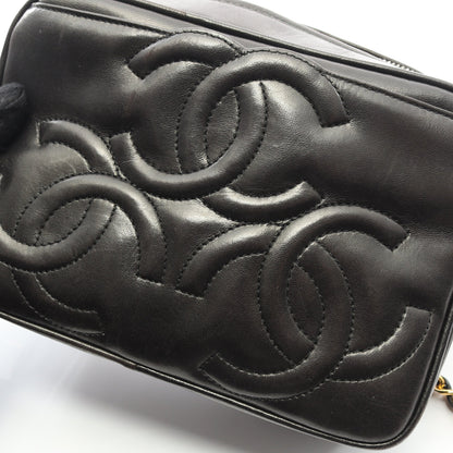 トリプルココマーク チェーンショルダーバッグ ラムスキン ブラック ゴールド金具 タッセル シャネル バッグ CHANEL