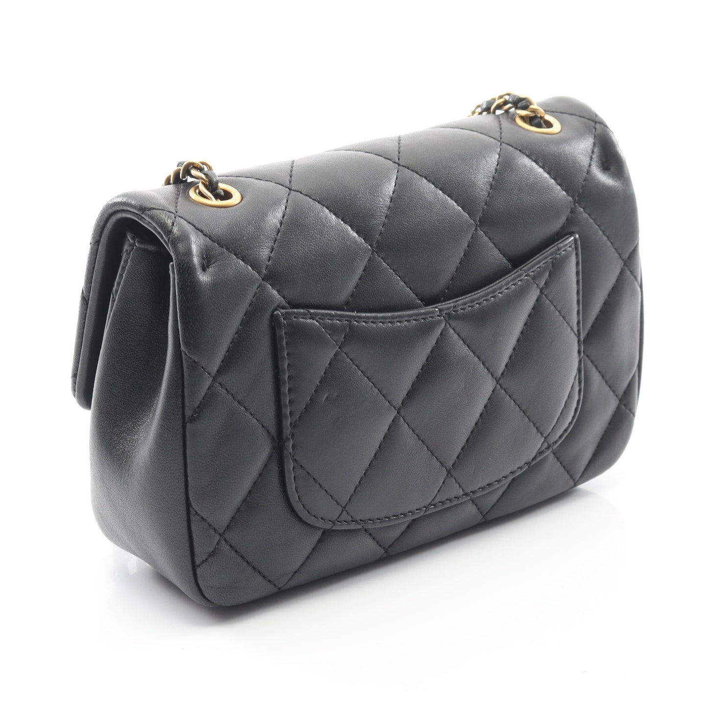 マトラッセ チェーンショルダーバッグ ラムスキン ブラック ゴールド金具 シャネル バッグ CHANEL