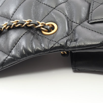 マトラッセ チェーンショルダーバッグ ラムスキン ブラック ゴールド金具 シャネル バッグ CHANEL