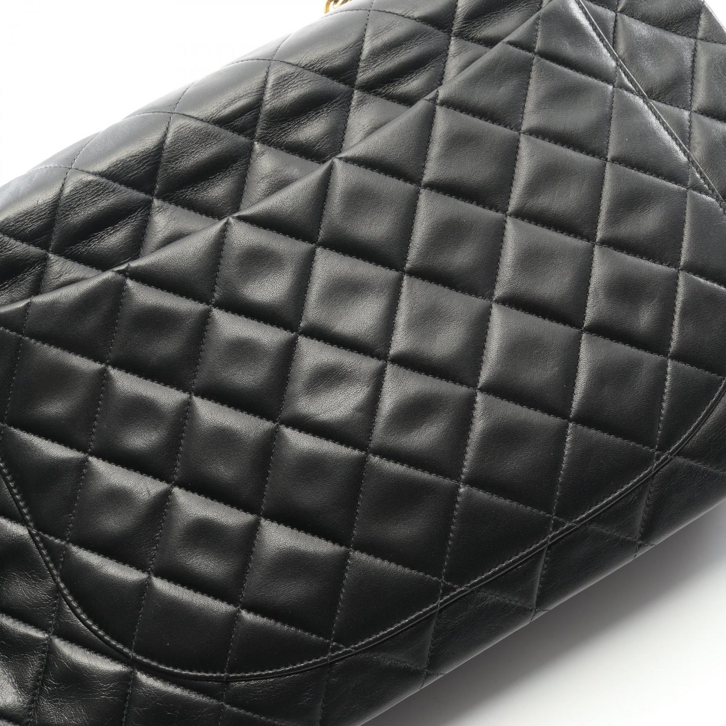 デカマトラッセ34 シングルフラップ Wチェーンショルダーバッグ ラムスキン ブラック ゴールド金具 シャネル バッグ CHANEL