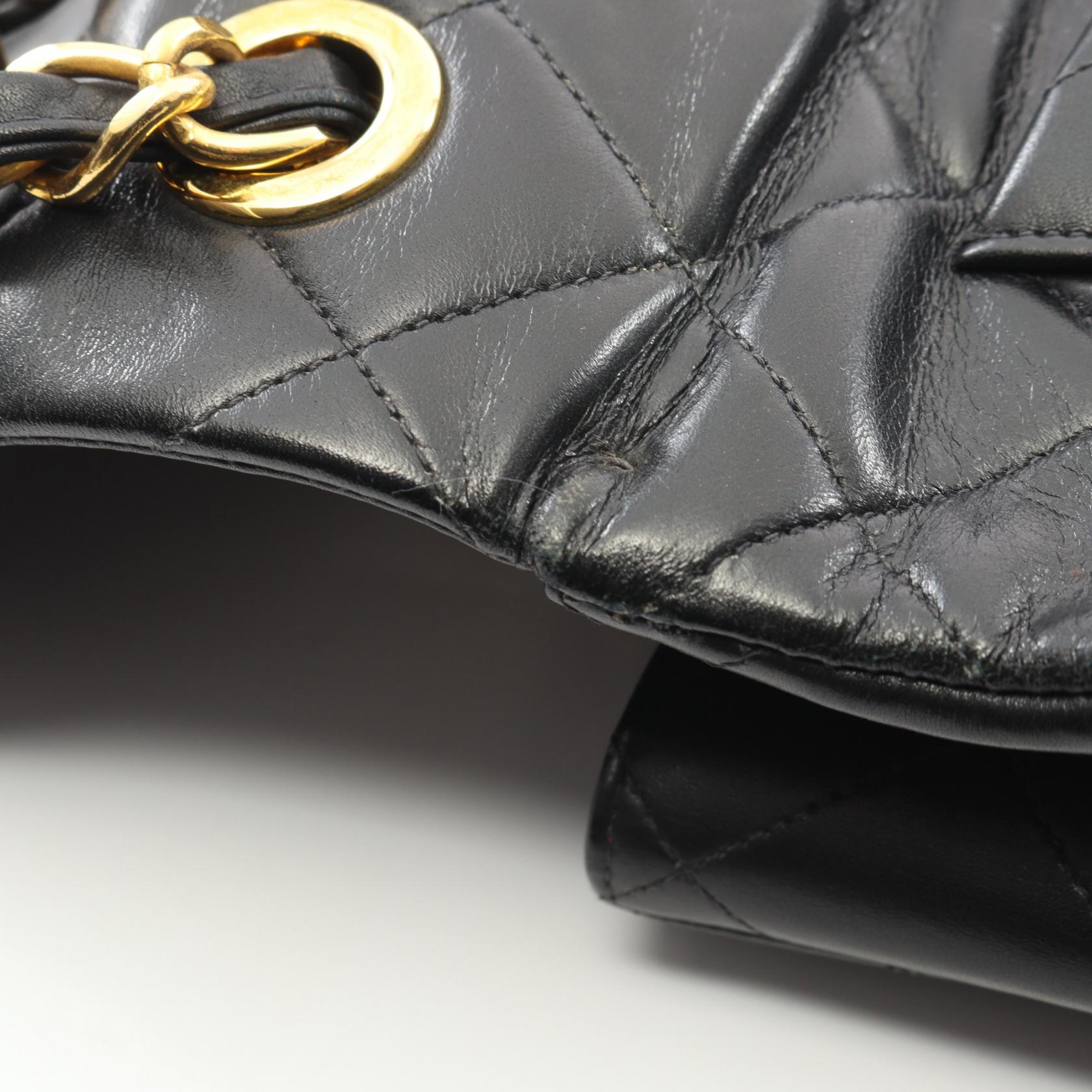 デカマトラッセ34 シングルフラップ Wチェーンショルダーバッグ ラムスキン ブラック ゴールド金具 シャネル バッグ CHANEL