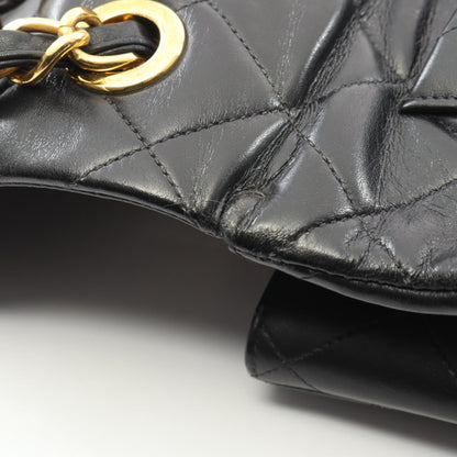 デカマトラッセ34 シングルフラップ Wチェーンショルダーバッグ ラムスキン ブラック ゴールド金具 シャネル バッグ CHANEL