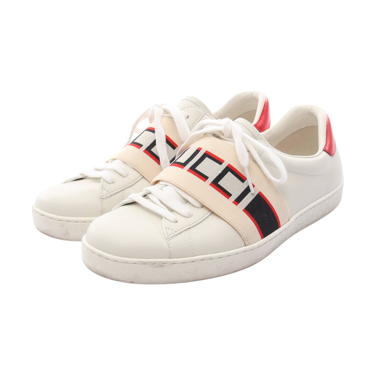 エース ストライプ ローカットスニーカー ロゴ レザー ホワイト ベージュ レッド グッチ シューズ GUCCI
