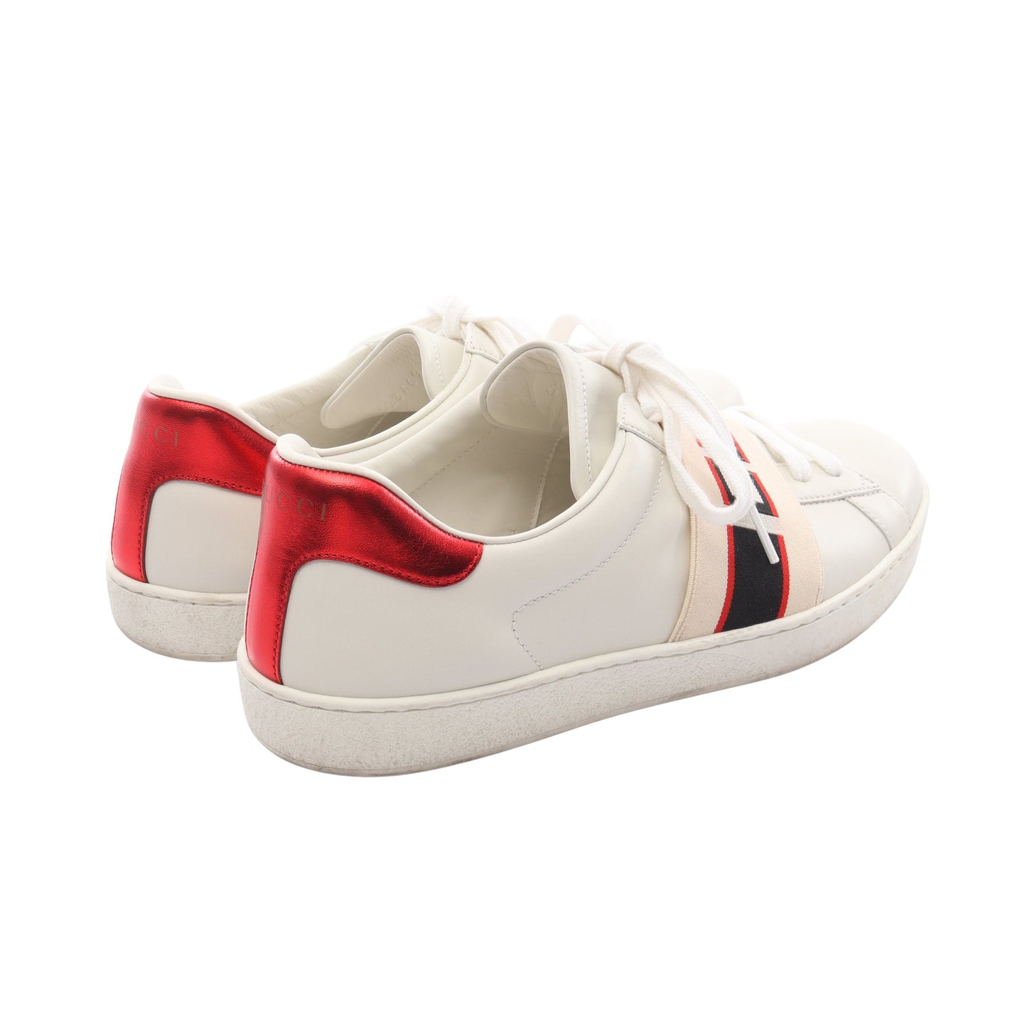 エース ストライプ ローカットスニーカー ロゴ レザー ホワイト ベージュ レッド グッチ シューズ GUCCI