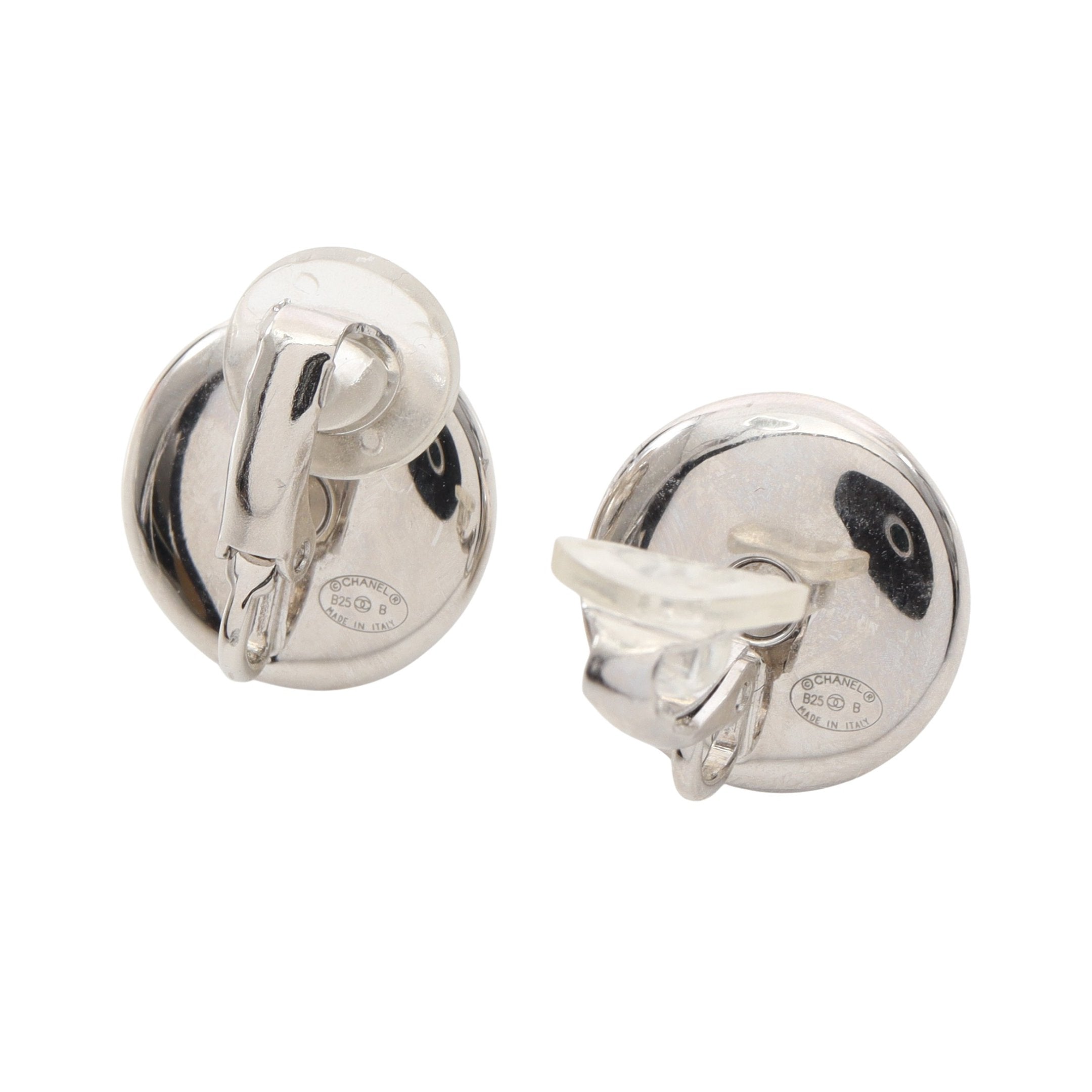 ココマーク イヤリング フェイクパール ラインストーン シルバー オフ