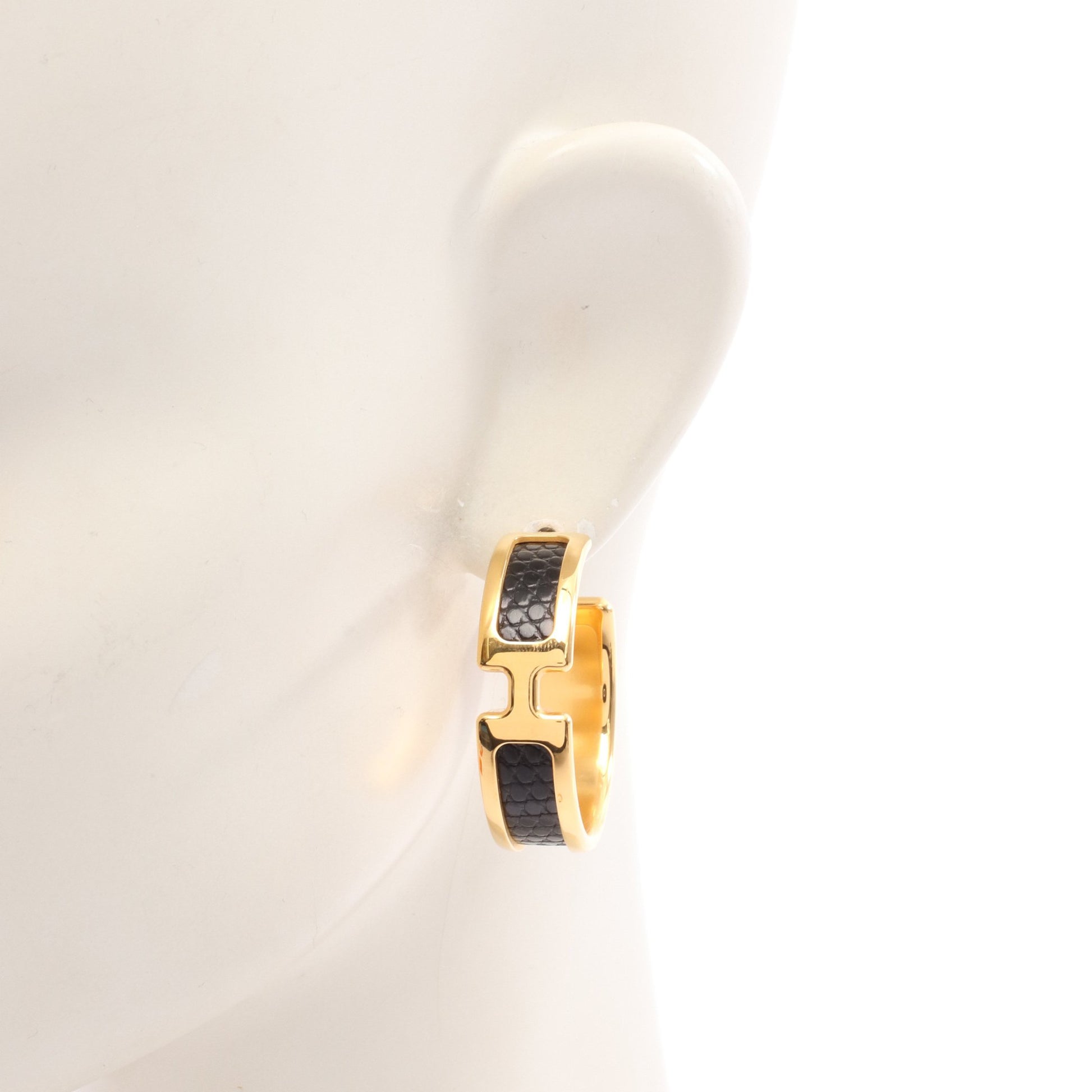 オランプ ピアス GP リザード ブラック ゴールド エルメス アクセサリー HERMES