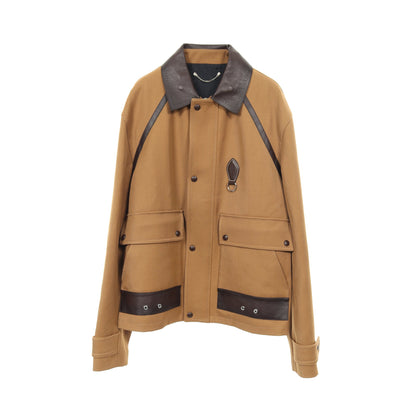 ジャケット ウール レザー ベージュ ブラウン 切替 ベルルッティ アウター Berluti