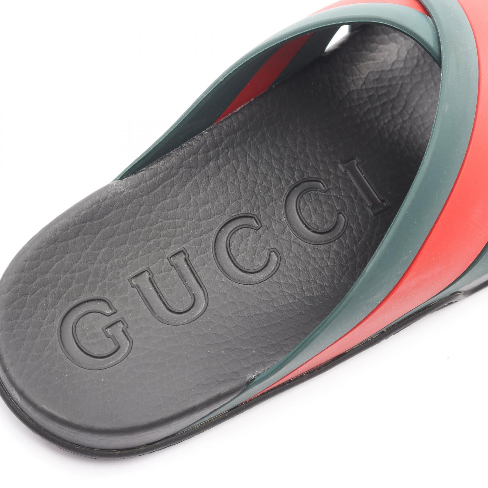 ウェブストライプ クロスラバー スライドサンダル ラバー ブラック レッド グリーン グッチ シューズ GUCCI