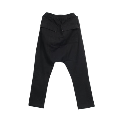 サルエルパンツ イージーパンツ コットン ウール ブラック ボタンフライ リックオウエンス ボトムス Rick Owens