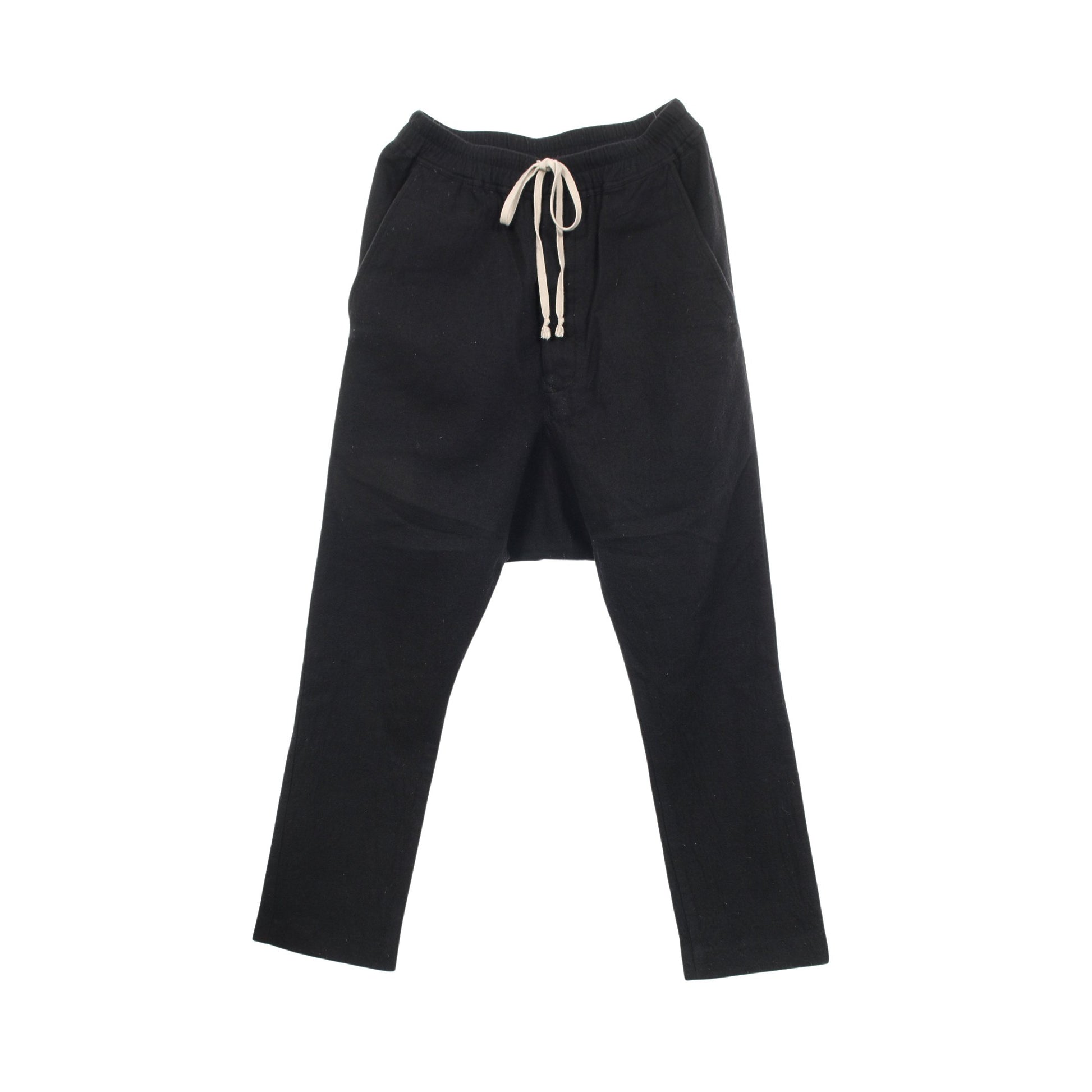 サルエルパンツ イージーパンツ コットン ウール ブラック ボタンフライ リックオウエンス ボトムス Rick Owens