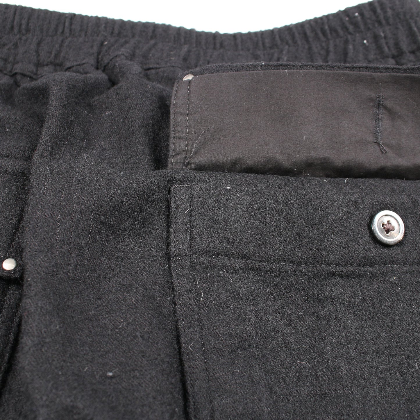 サルエルパンツ イージーパンツ コットン ウール ブラック ボタンフライ リックオウエンス ボトムス Rick Owens