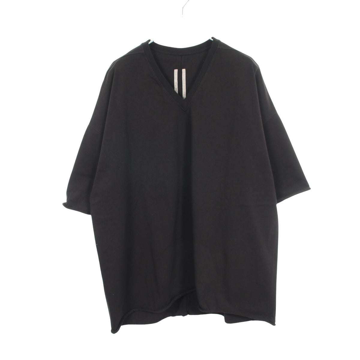 V TOMMY T Vネック オーバーサイズ 半袖Tシャツ コットン ブラック リックオウエンス