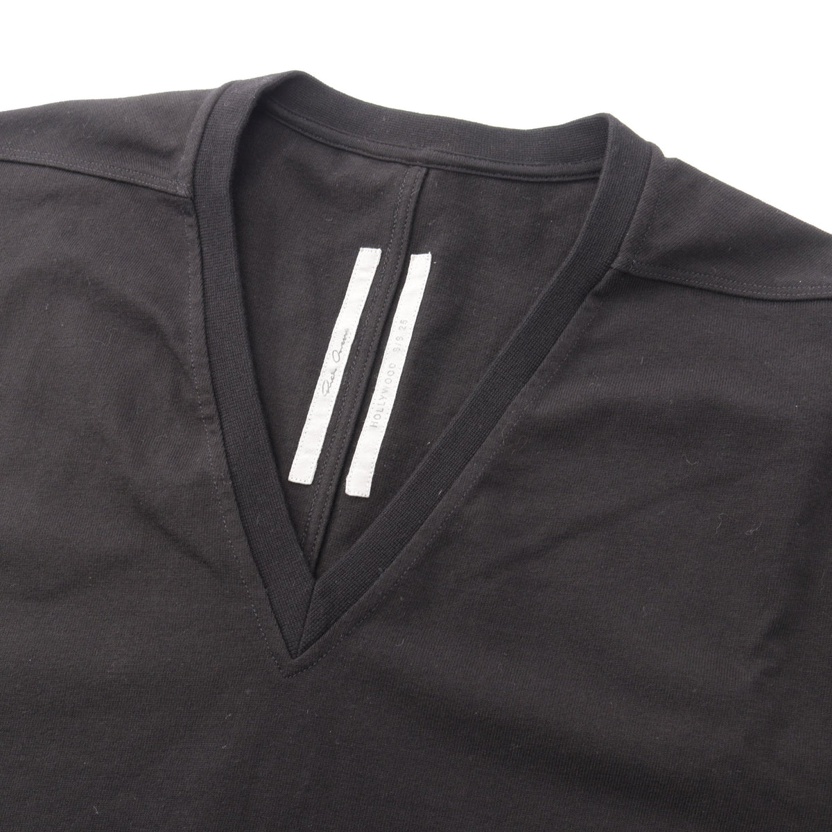 V TOMMY T Vネック オーバーサイズ 半袖Tシャツ コットン ブラック リックオウエンス