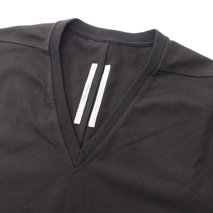 V TOMMY T Vネック オーバーサイズ 半袖Tシャツ コットン ブラック リックオウエンス