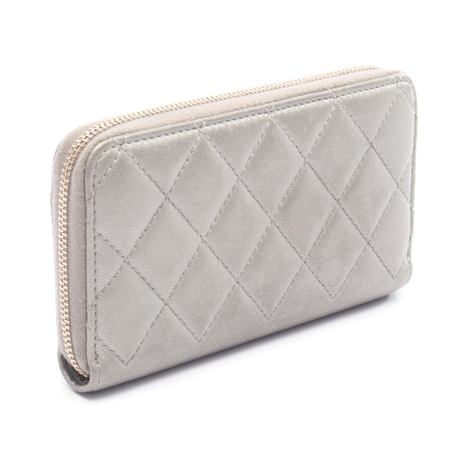 マトラッセ ラウンドファスナー財布 レザー シルバー ゴールド金具 シャネル 財布・小物 CHANEL