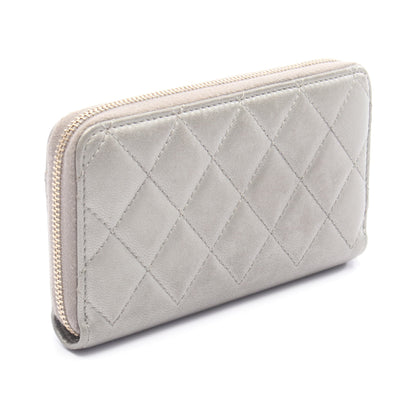 マトラッセ ラウンドファスナー財布 レザー シルバー ゴールド金具 シャネル 財布・小物 CHANEL