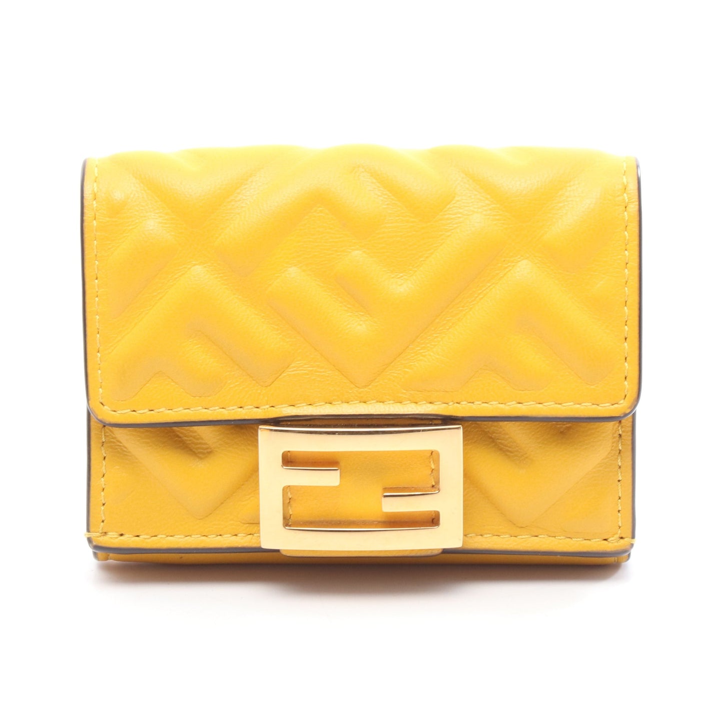 バゲット マイクロ 三つ折り財布 レザー イエロー フェンディ 財布・小物 FENDI