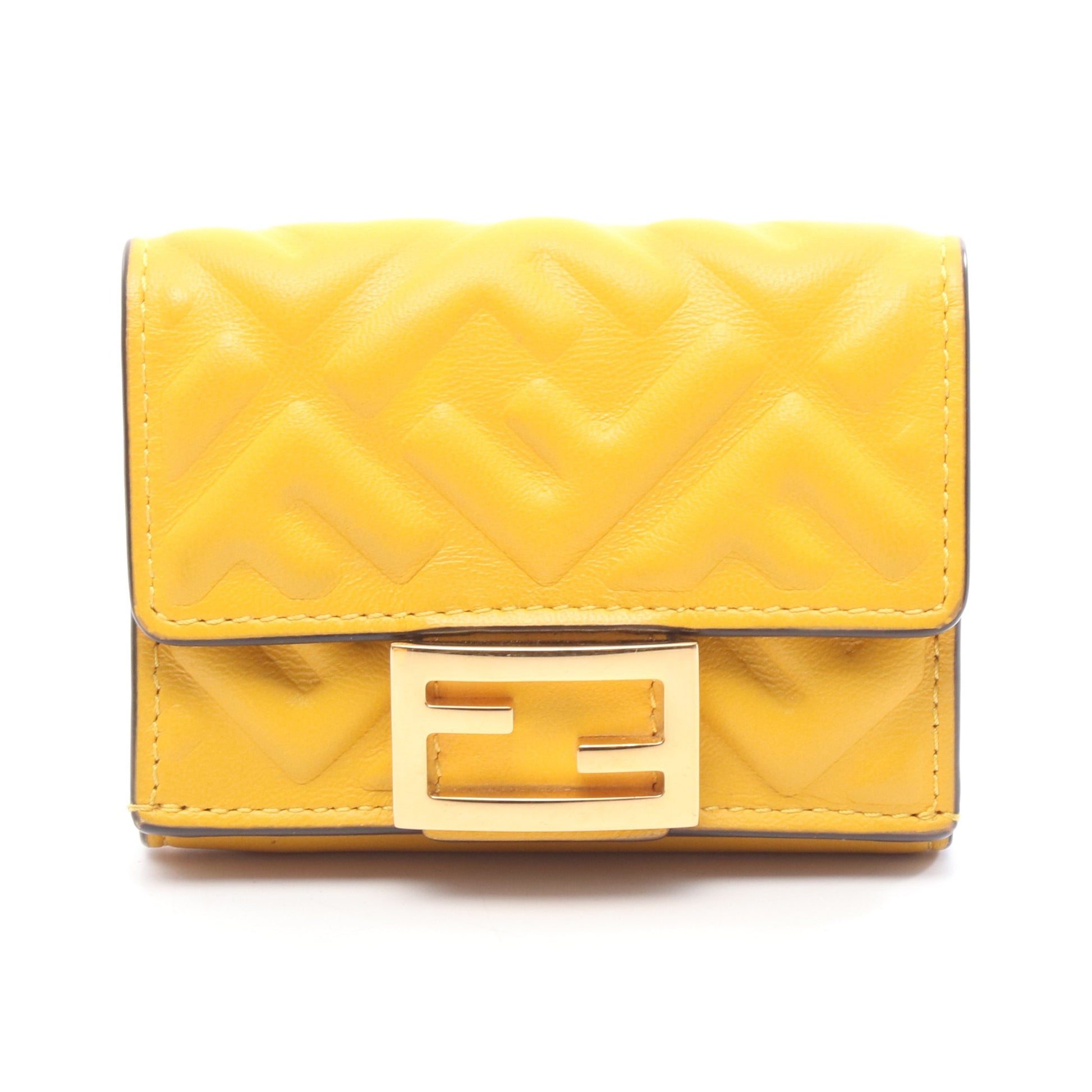 バゲット マイクロ 三つ折り財布 レザー イエロー フェンディ 財布・小物 FENDI