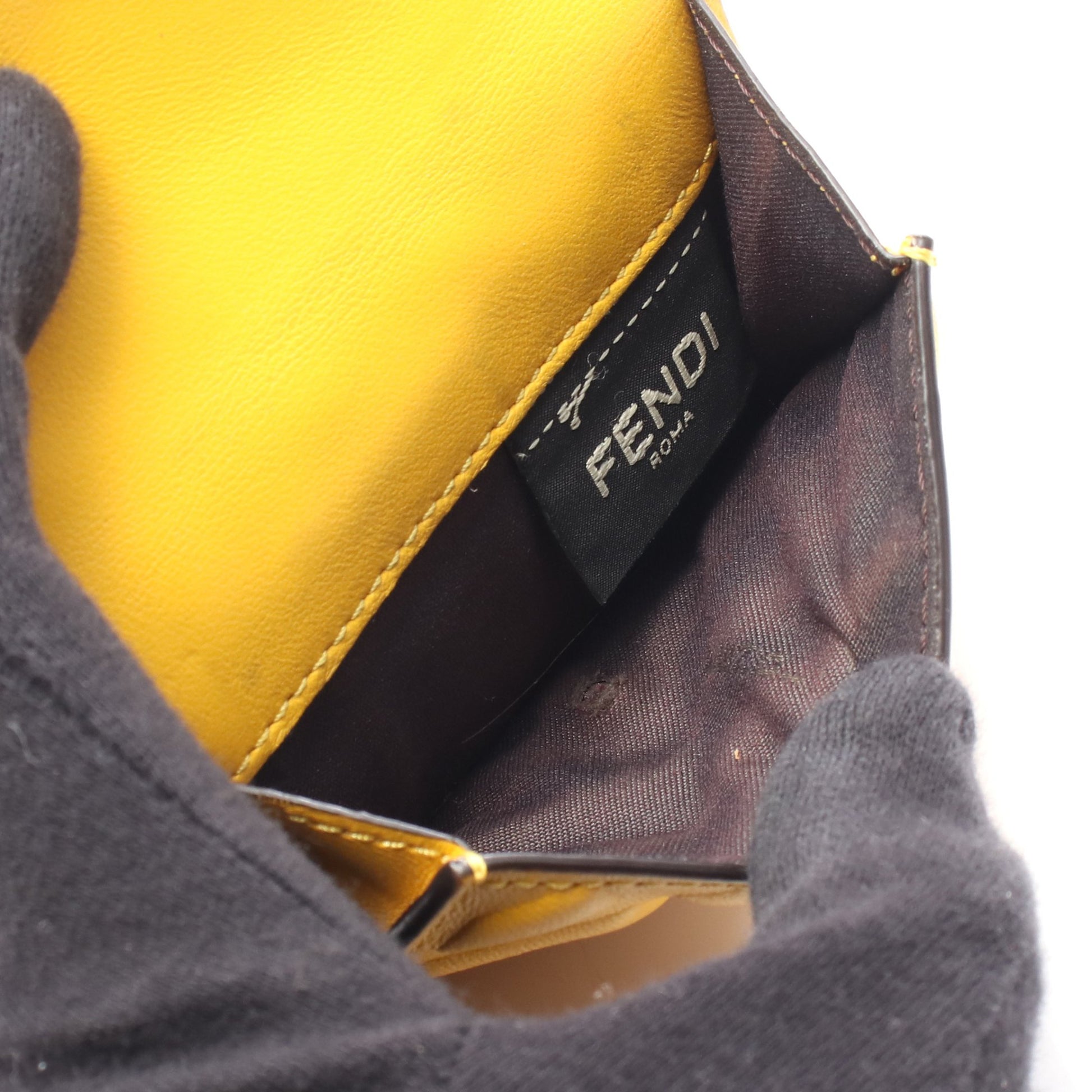 バゲット マイクロ 三つ折り財布 レザー イエロー フェンディ 財布・小物 FENDI