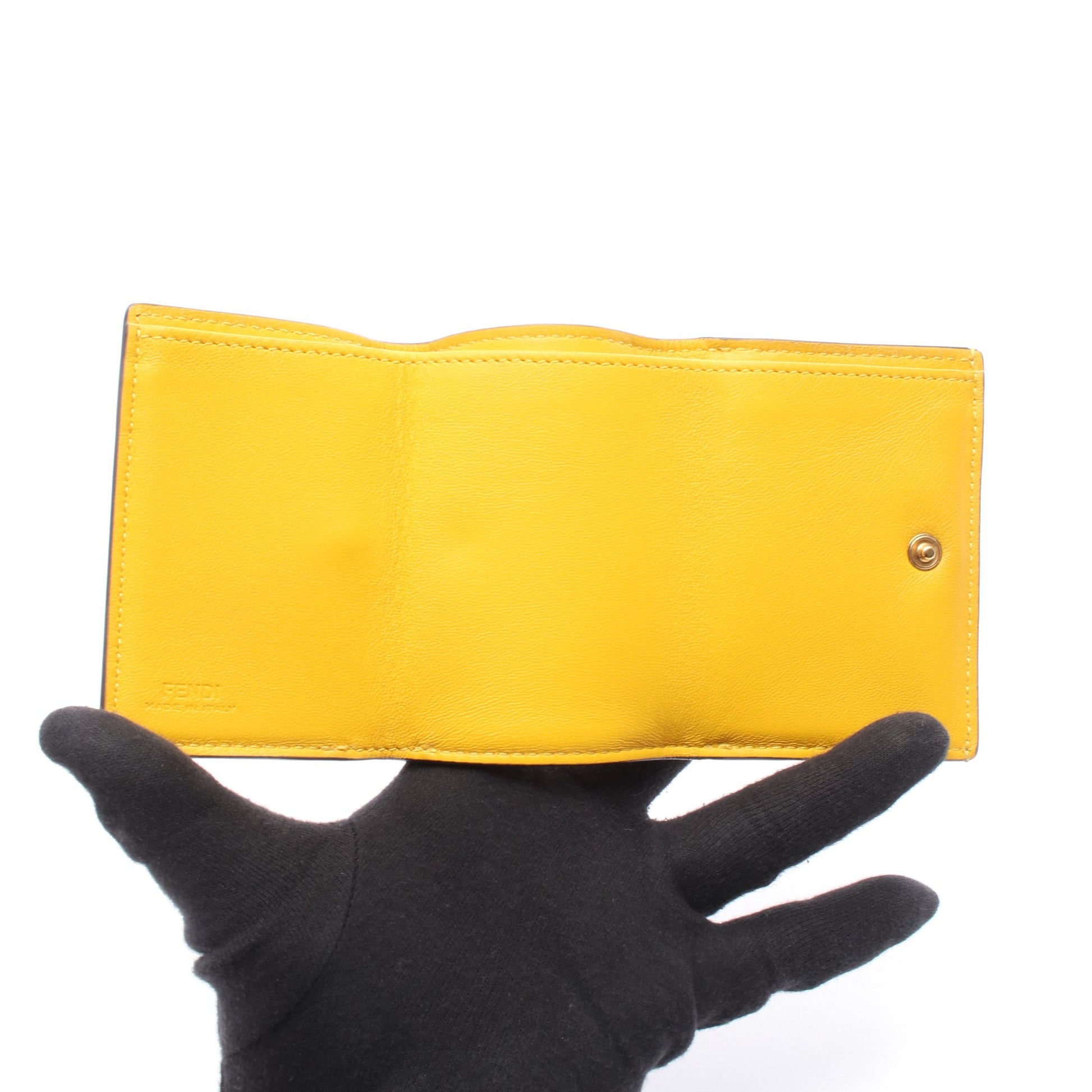 バゲット マイクロ 三つ折り財布 レザー イエロー フェンディ 財布・小物 FENDI