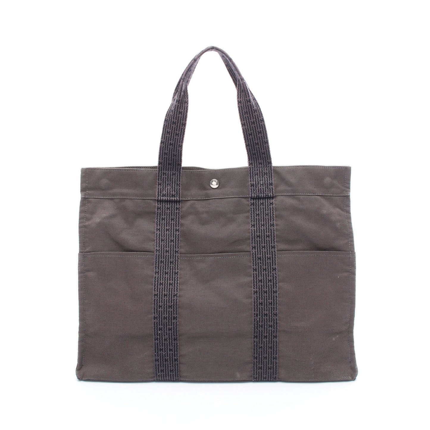エールラインGM ハンドバッグ トートバッグ ナイロンキャンバス ダークグレー シルバー金具 エルメス バッグ HERMES